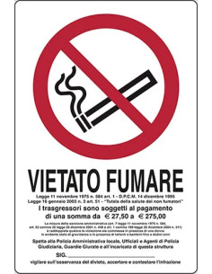 SEGNALETICA D'INFORMAZIONE 'VIETATO FUMARE' - STAMPLAST
