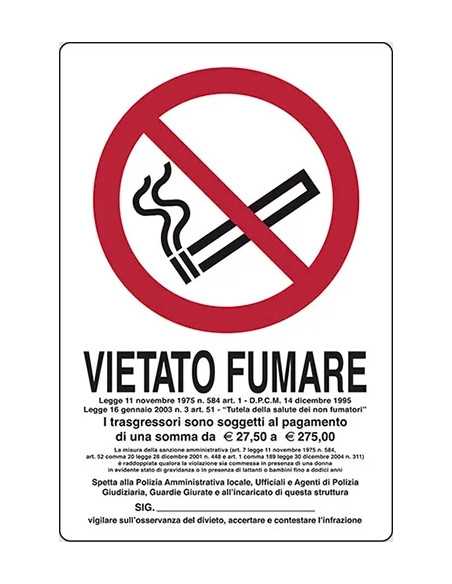 SEGNALETICA D'INFORMAZIONE 'VIETATO FUMARE' - STAMPLAST | Utensili Store