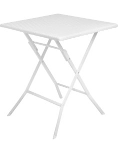 TAVOLO ACCIAIO-PVC EFFETTO RATTAN BIANCO - PAPILLON