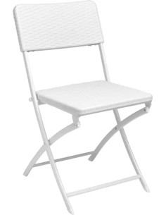 SEDIA ACCIAIO-PVC EFFETTO RATTAN BIANCO MALVA PAPILLON - PAPILLON