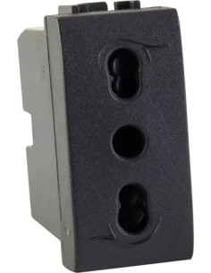 PRESA SICUREZZA BIPASSO LIVING PLUS GRIGIO MAURER - Senza Marca