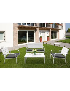 SALOTTO ACC. BIANCO POLYWOOD MURANO PAPILLON SET CUSCINI GRIGIO - Senza Marca