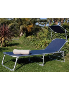 LETTINO SPIAGGIA ALLUMINIO BLU PAPILLON PARASOLE E MANIGLIA - PAPILLON