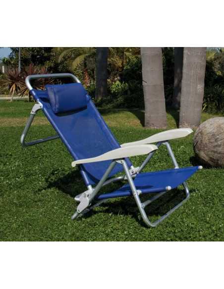 SPIAGGINA C/BRACCIOLI E CUSCINO ALLUMINIO BLU' PAPILLON - PAPILLON | Utensili Store