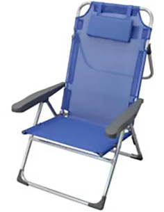 SPIAGGINA C/BRACCIOLI E CUSCINO ALLUMINIO BLU' - Senza Marca