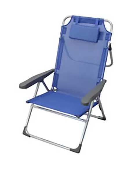 SPIAGGINA C/BRACCIOLI E CUSCINO ALLUMINIO BLU' - Senza Marca | Utensili Store