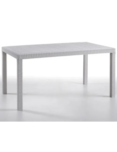 TAVOLO RESINA RETTANG. URANO BIANCO SIMILRATTAN  - Senza Marca