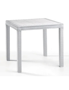 TAVOLO RESINA QUADRATO  SATURNO BIANCO SIMILRATTAN  - Senza Marca