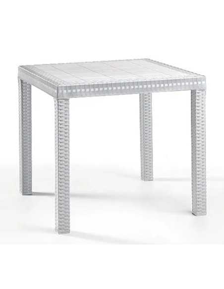 TAVOLO RESINA QUADRATO SATURNO BIANCO SIMILRATTAN - Senza Marca | Utensili Store