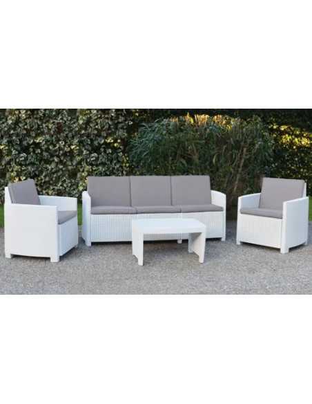 SALOTTO RESINA 3 POSTI BIANCO VARANO-STROMBOLI SET - Senza Marca | Utensili Store