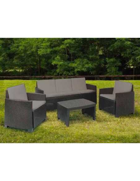 SALOTTO RESINA 3 POSTI ANTRACITE VARANO-STROMBOLI SET - Senza Marca | Utensili Store