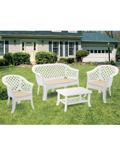 SALOTTO RESINA 2 POSTI BIANCO 'VERANDA' SET  - Senza Marca