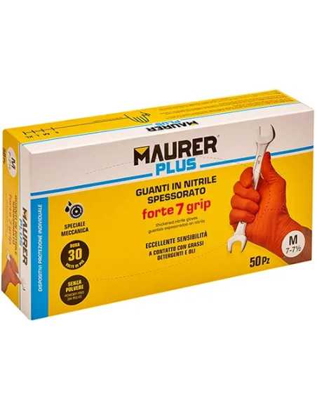 GUANTI NITRILE SPESSORATI FORTE 7 GRIP TG.M MAURER PLUS - MAURER-PLUS | Utensili Store
