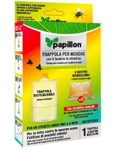 TRAPPOLE ESCA INSETTICIDA MOSCHE IN BUSTA - CF.5PZ ATTRATIVO PAPILLON - PAPILLON
