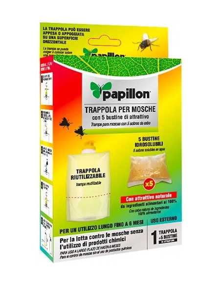 TRAPPOLE ESCA INSETTICIDA MOSCHE IN BUSTA - CF.5PZ ATTRATIVO PAPILLON - PAPILLON | Utensili Store