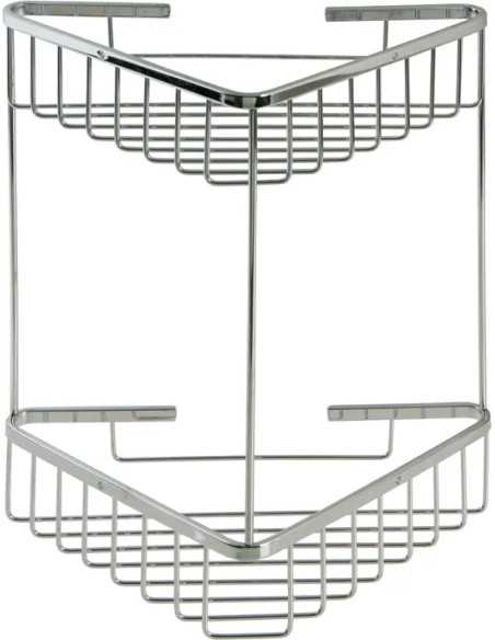 PORTAOGGETTI BAGNO ANGOLARE DOPPIO ACCIAIO INOX CROMATO - MAURER | Utensili Store