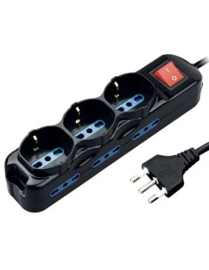 MULTIPRESA C/INTER. 3P. SCHUKO+6P. LAT. BIPASSO NERO MAURER-CF - MAURER