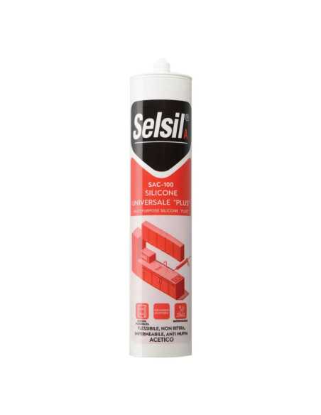 SILICONE ACETICO UNIVERSALE 'SAC 100' trasparente - SELSIL | Utensili Store