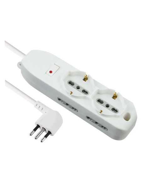 MULTIPRESA CON INTERRUTTORE 2 Schuko + 4 Bival. - ELECTRALINE | Utensili Store