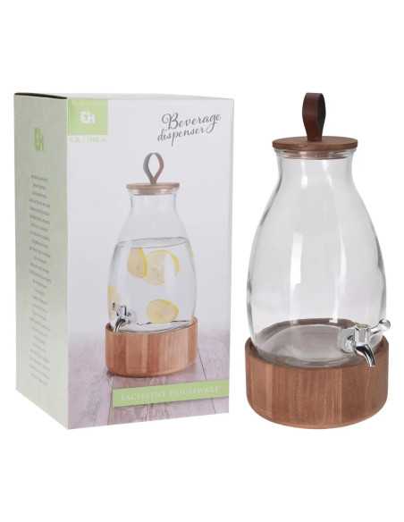 CARAFFA DISPENSER SU BASE LEGNO - Senza Marca | Utensili Store