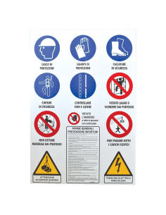 CARTELLO 12 SIMBOLI PER CANTIERE TIPO 'B' - Senza Marca