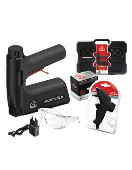 FISSATRICE INCHIODATRICE A BATTERIA 'ROCAMATICA' + PISTOLA 'MINIGRIP 7H' - ROMEO MAESTRI | Utensili Store