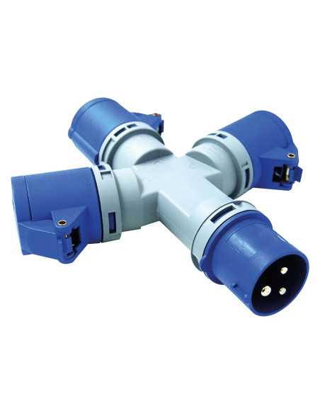 ADATTATORE INDUSTRIALE TRIPLO blu - ELECTRALINE | Utensili Store