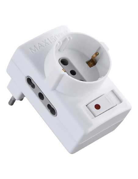 ADATTATORE TRIPLO CON PROTEZIONE SOVRACCARICO Spina - ELECTRALINE | Utensili Store