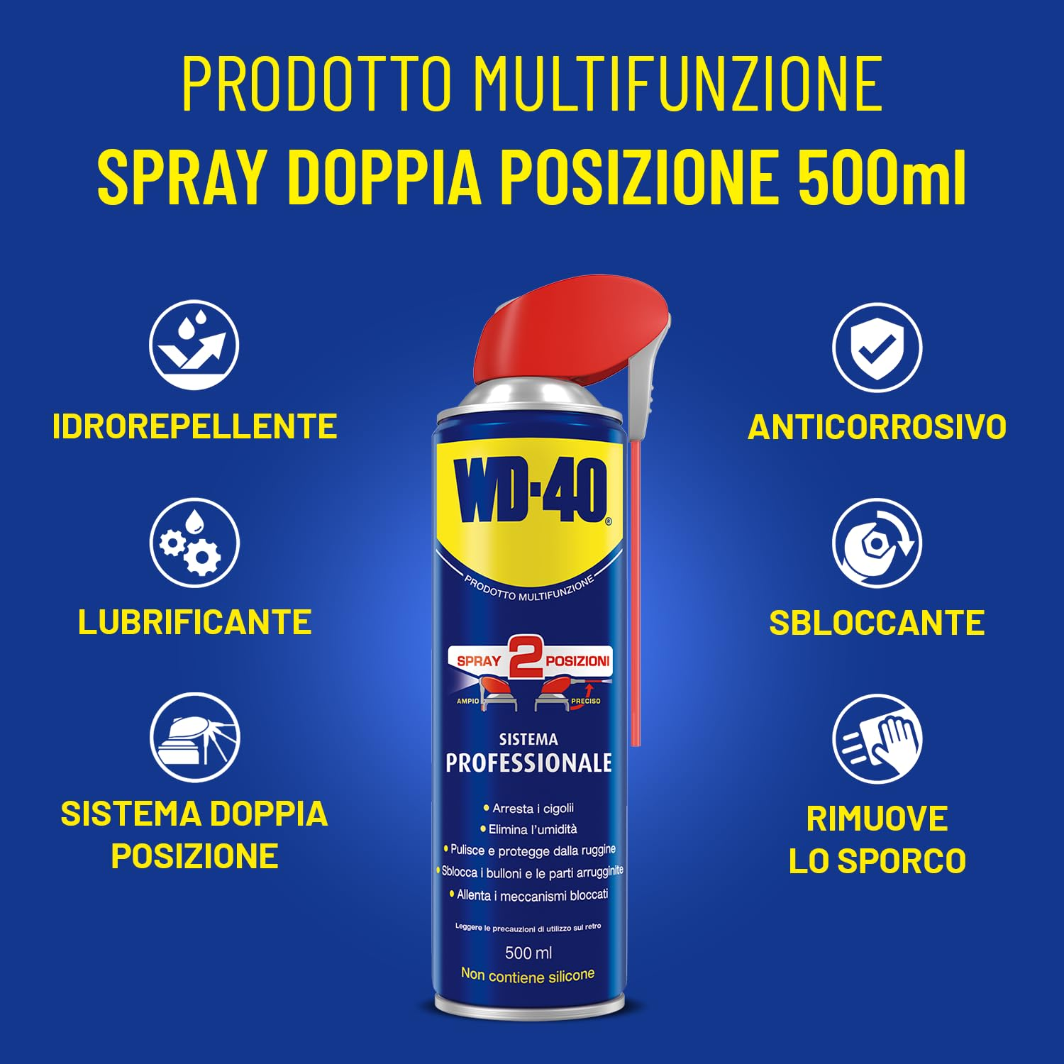 LUBRIFICANTE MULTIFUNZIONE SPRAY SISTEMA PROFESSIONALE 500ml. - WD-40 - Dettaglio 2
