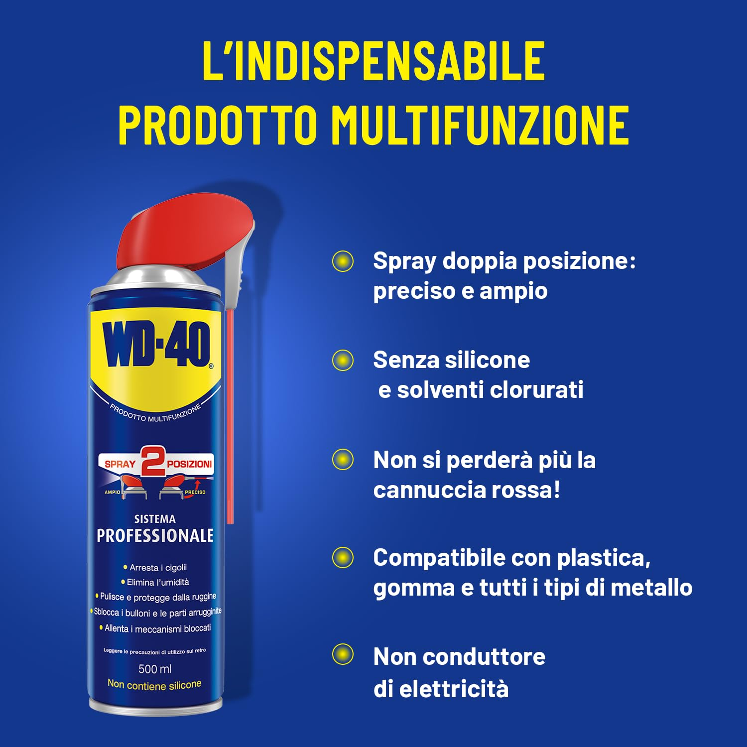 LUBRIFICANTE MULTIFUNZIONE SPRAY SISTEMA PROFESSIONALE 500ml. - WD-40 - Dettaglio 3